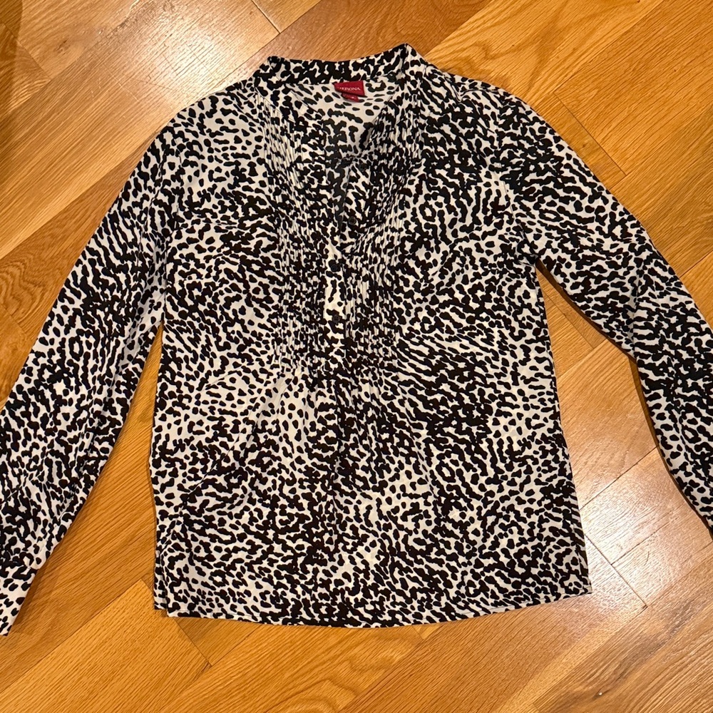 Merona Leopard Print Blouse in Black and Cream